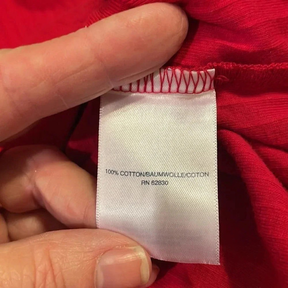 Lands End Henley Button Front Long Sleeve Cotton Shirt Mens Medium Red Soft - Picture 7 of 7